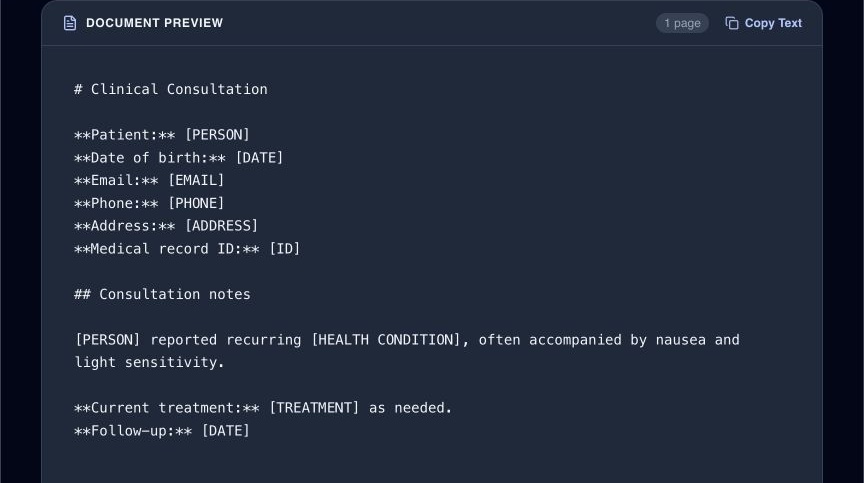 RedactGuard product interface